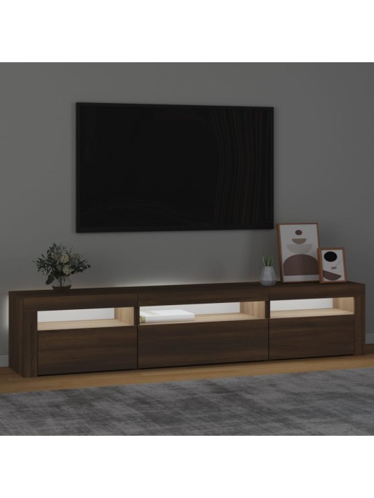 Televizoriaus spintelė su LED, ruda ąžuolo, 195x35x40cm