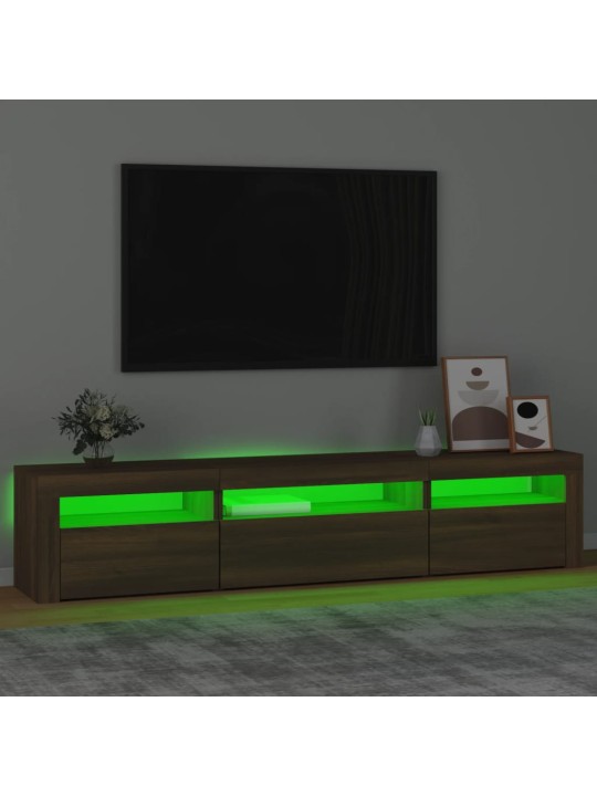 Televizoriaus spintelė su LED, ruda ąžuolo, 195x35x40cm