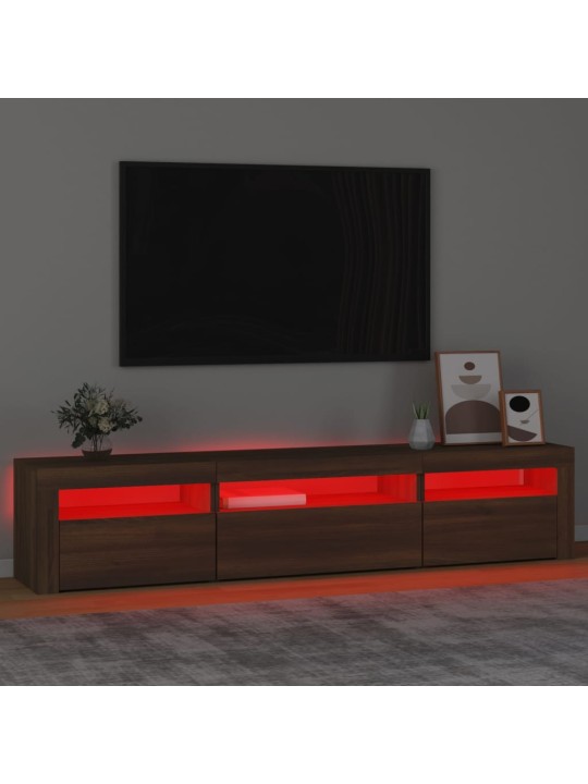Televizoriaus spintelė su LED, ruda ąžuolo, 195x35x40cm