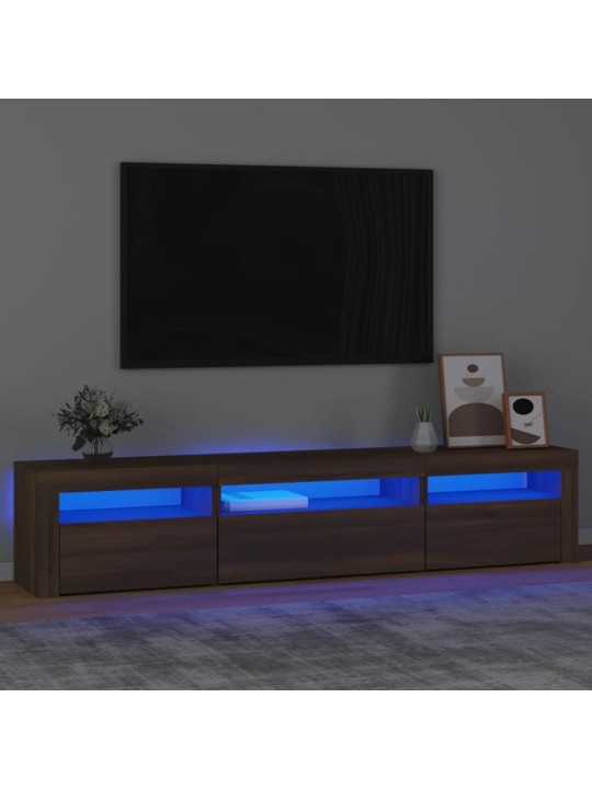 Televizoriaus spintelė su LED, ruda ąžuolo, 195x35x40cm