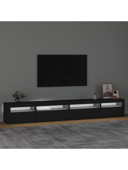 Televizoriaus spintelė su LED apšvietimu, juoda, 270x35x40cm