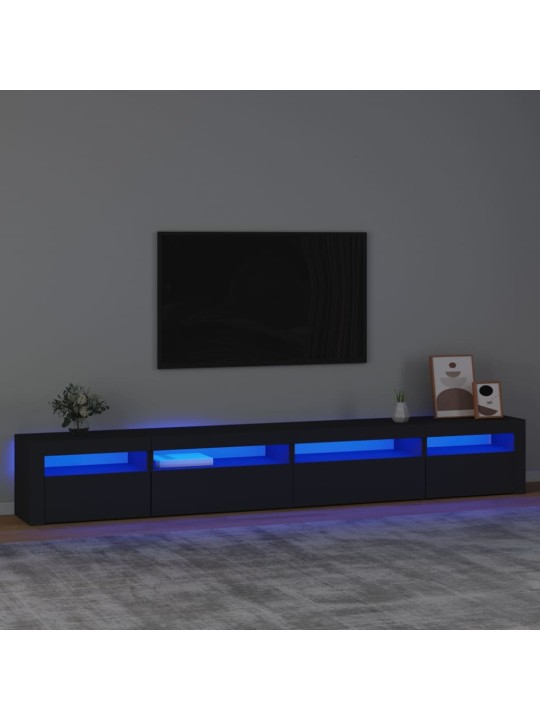 Televizoriaus spintelė su LED apšvietimu, juoda, 270x35x40cm