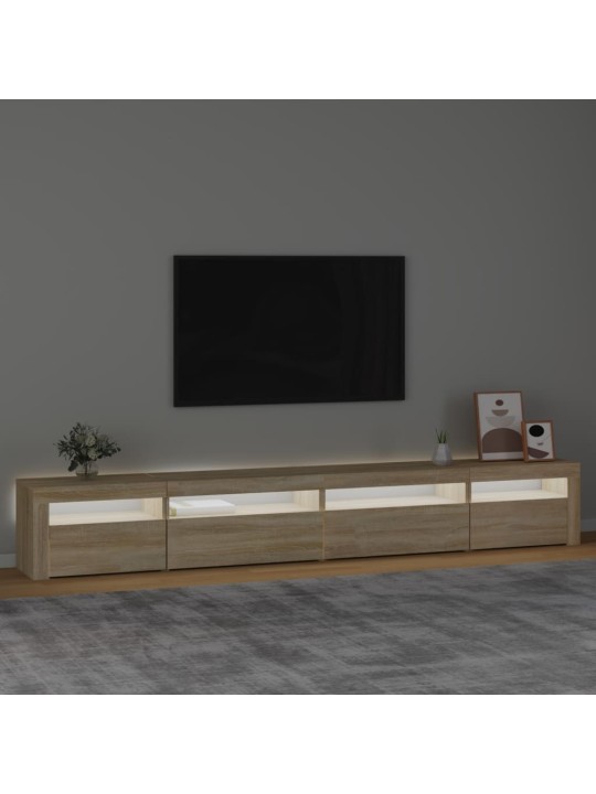 Televizoriaus spintelė su LED apšvietimu, ąžuolo, 270x35x40cm