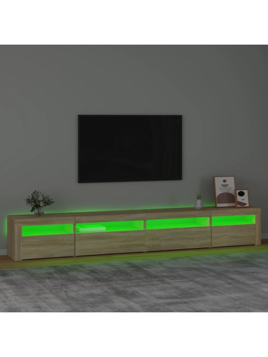 Televizoriaus spintelė su LED apšvietimu, ąžuolo, 270x35x40cm