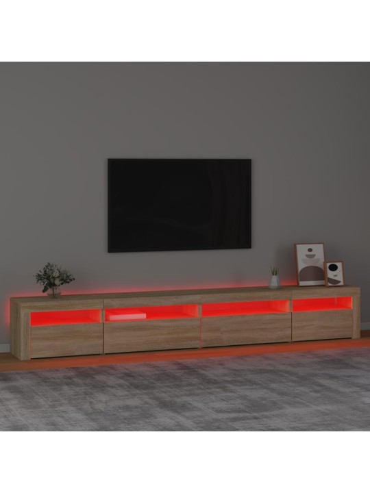 Televizoriaus spintelė su LED apšvietimu, ąžuolo, 270x35x40cm