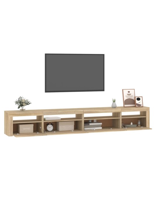 Televizoriaus spintelė su LED apšvietimu, ąžuolo, 270x35x40cm
