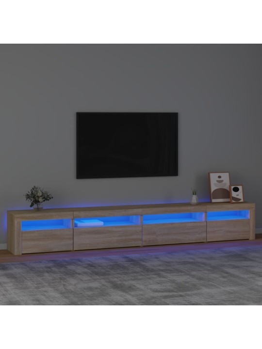 Televizoriaus spintelė su LED apšvietimu, ąžuolo, 270x35x40cm
