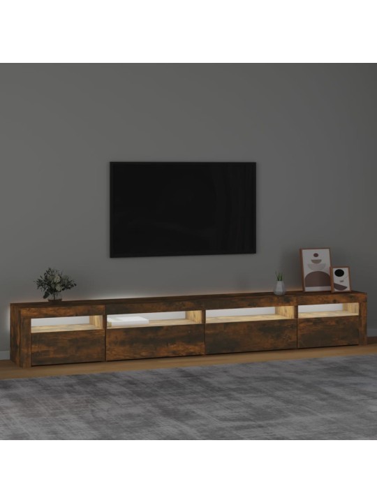 Televizoriaus spintelė su LED, dūminio ąžuolo, 270x35x40cm
