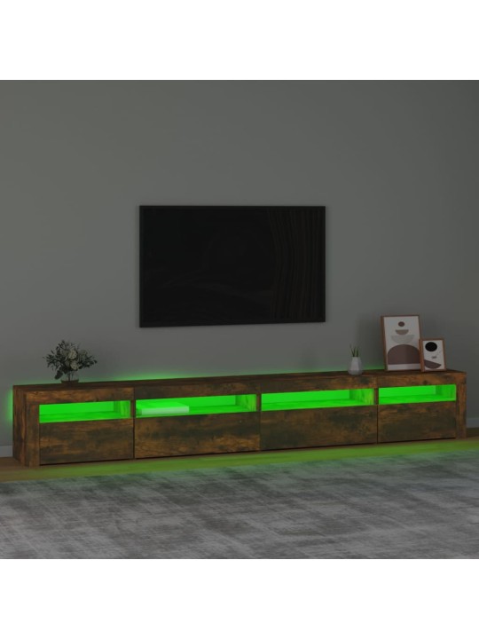 Televizoriaus spintelė su LED, dūminio ąžuolo, 270x35x40cm
