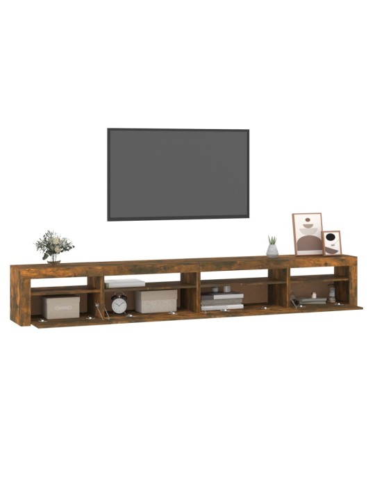 Televizoriaus spintelė su LED, dūminio ąžuolo, 270x35x40cm