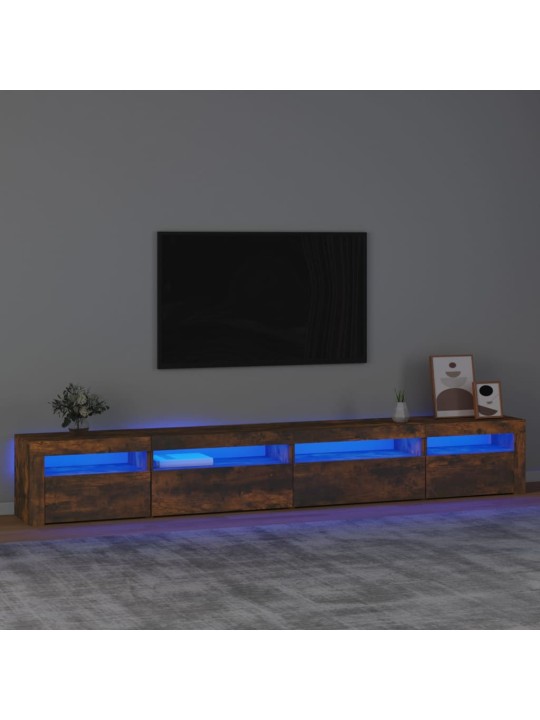 Televizoriaus spintelė su LED, dūminio ąžuolo, 270x35x40cm