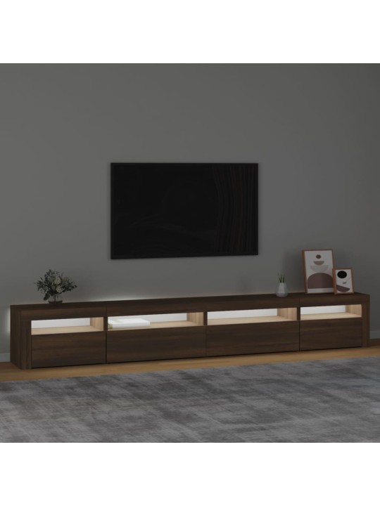 Televizoriaus spintelė su LED, ruda ąžuolo, 270x35x40cm