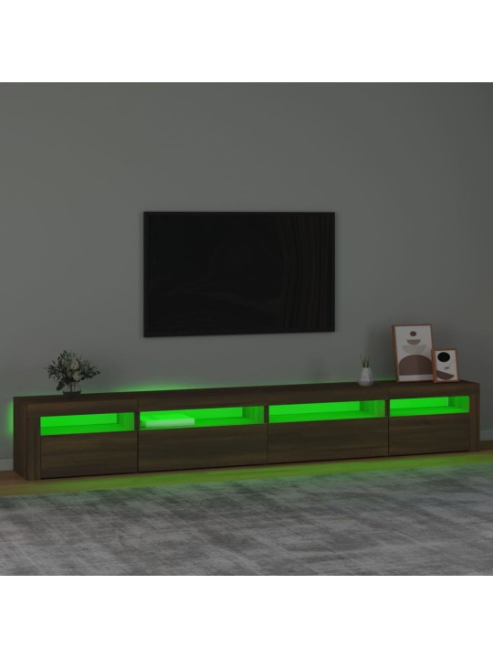 Televizoriaus spintelė su LED, ruda ąžuolo, 270x35x40cm