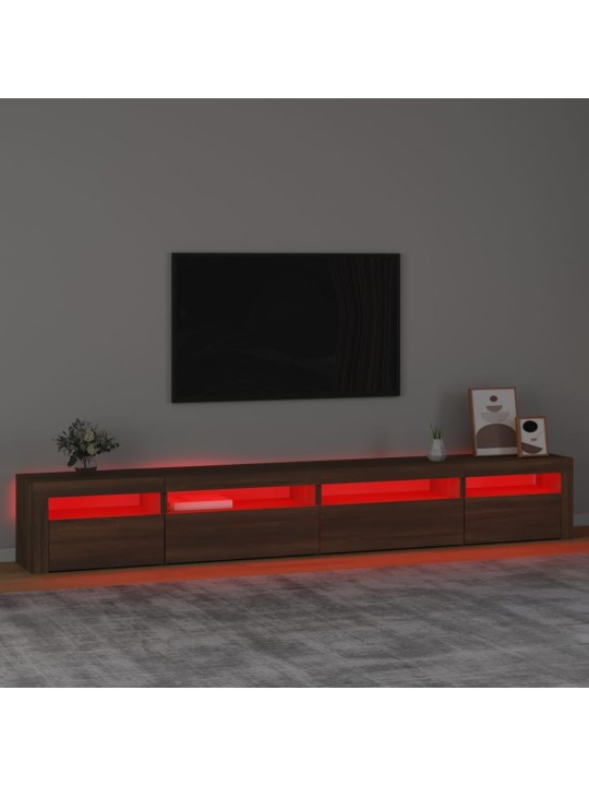 Televizoriaus spintelė su LED, ruda ąžuolo, 270x35x40cm