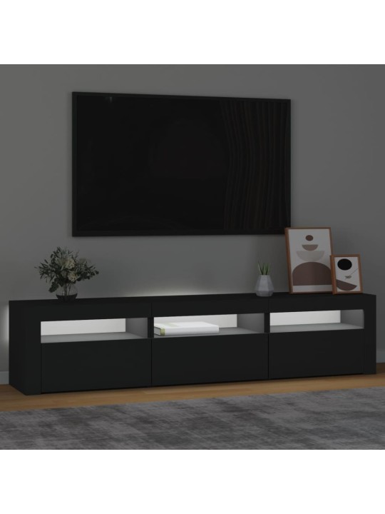 Televizoriaus spintelė su LED apšvietimu, juoda, 180x35x40cm