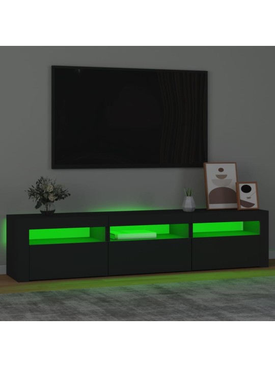 Televizoriaus spintelė su LED apšvietimu, juoda, 180x35x40cm