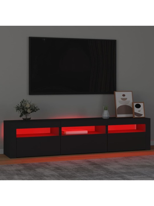 Televizoriaus spintelė su LED apšvietimu, juoda, 180x35x40cm