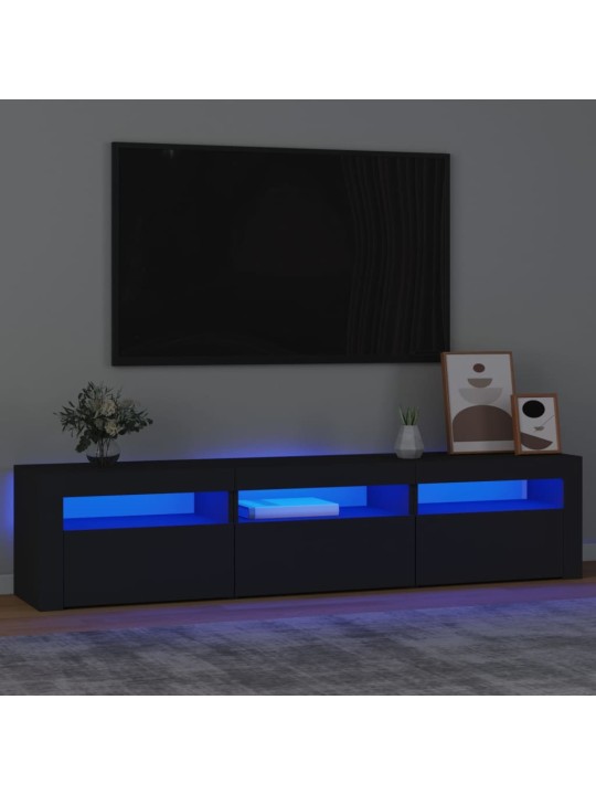 Televizoriaus spintelė su LED apšvietimu, juoda, 180x35x40cm
