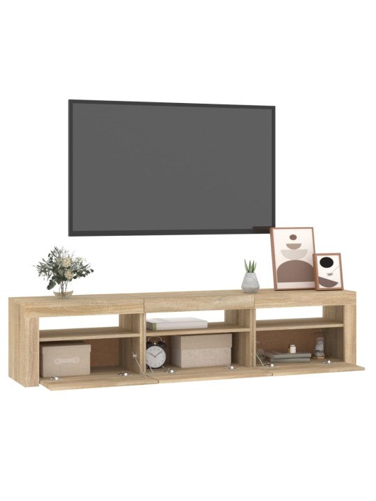 Televizoriaus spintelė su LED apšvietimu, ąžuolo, 180x35x40cm