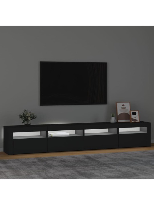 Televizoriaus spintelė su LED apšvietimu, juoda, 240x35x40cm