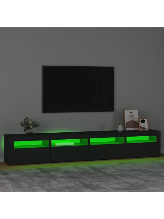 Televizoriaus spintelė su LED apšvietimu, juoda, 240x35x40cm