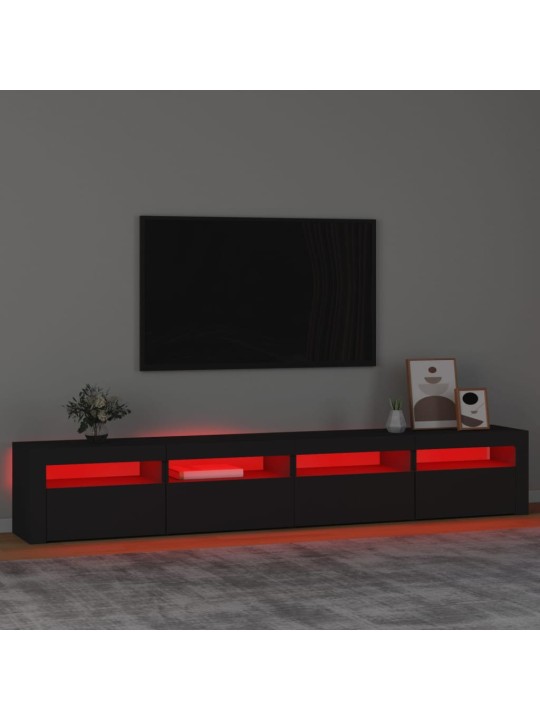 Televizoriaus spintelė su LED apšvietimu, juoda, 240x35x40cm