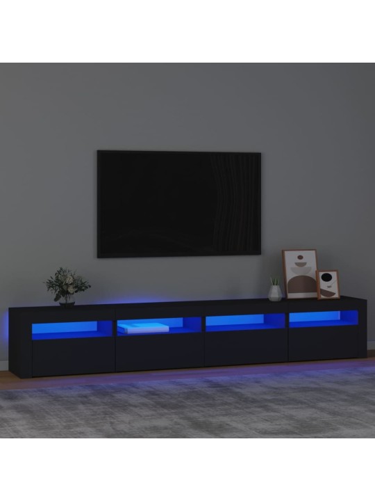 Televizoriaus spintelė su LED apšvietimu, juoda, 240x35x40cm