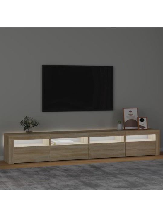 Televizoriaus spintelė su LED apšvietimu, ąžuolo, 240x35x40cm