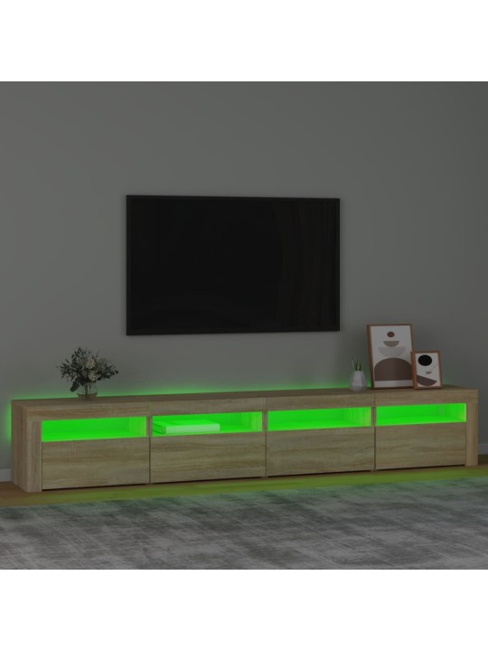 Televizoriaus spintelė su LED apšvietimu, ąžuolo, 240x35x40cm