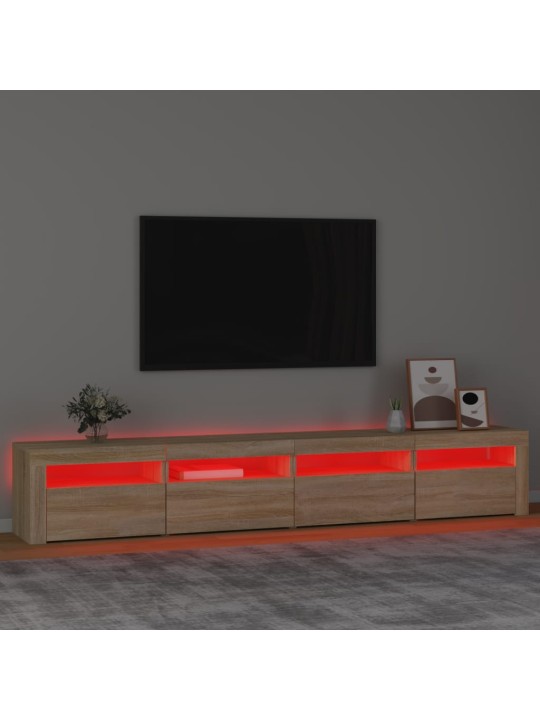 Televizoriaus spintelė su LED apšvietimu, ąžuolo, 240x35x40cm