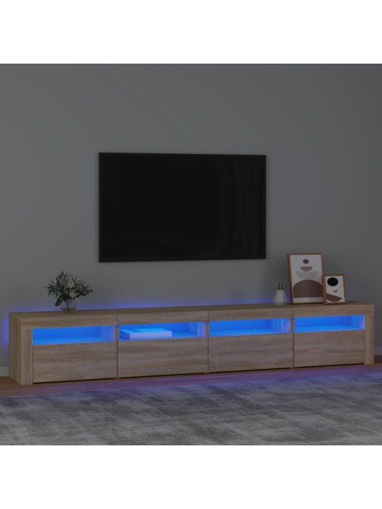Televizoriaus spintelė su LED apšvietimu, ąžuolo, 240x35x40cm