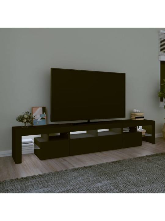 Televizoriaus spintelė su LED apšvietimu, juoda, 230x36,5x40cm