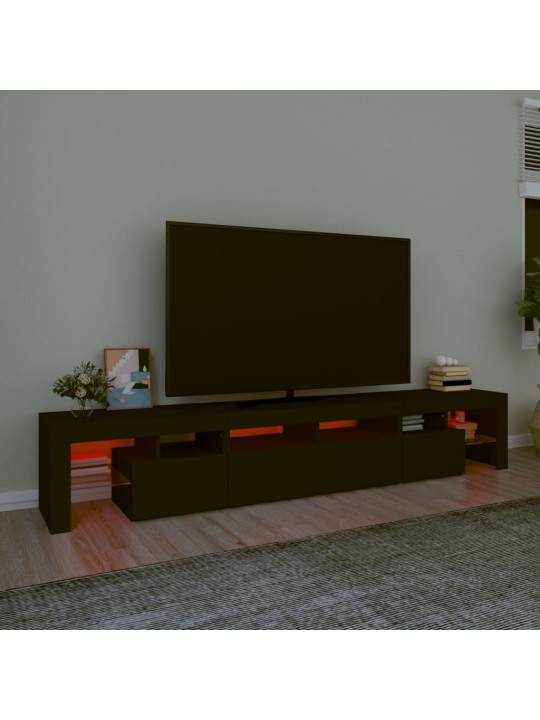 Televizoriaus spintelė su LED apšvietimu, juoda, 230x36,5x40cm