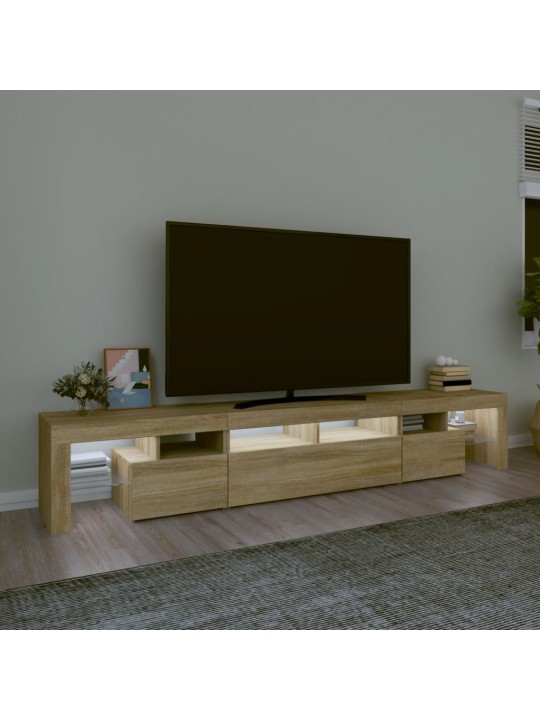 Televizoriaus spintelė su LED apšvietimu, ąžuolo, 230x36,5x40cm