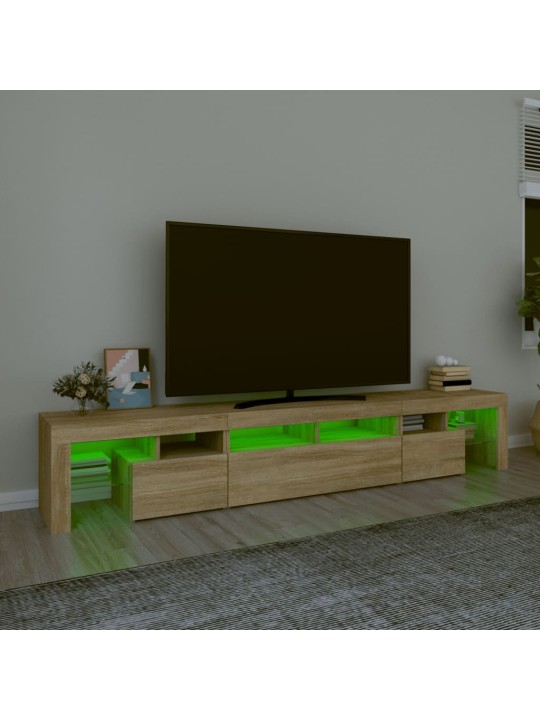 Televizoriaus spintelė su LED apšvietimu, ąžuolo, 230x36,5x40cm