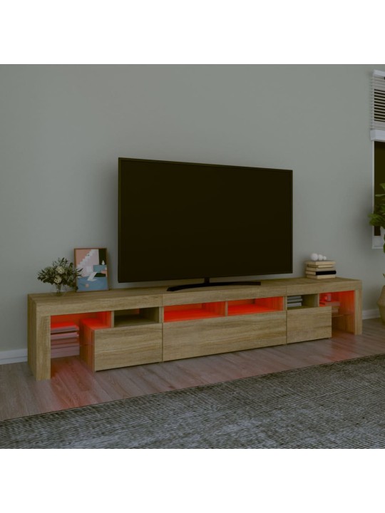 Televizoriaus spintelė su LED apšvietimu, ąžuolo, 230x36,5x40cm