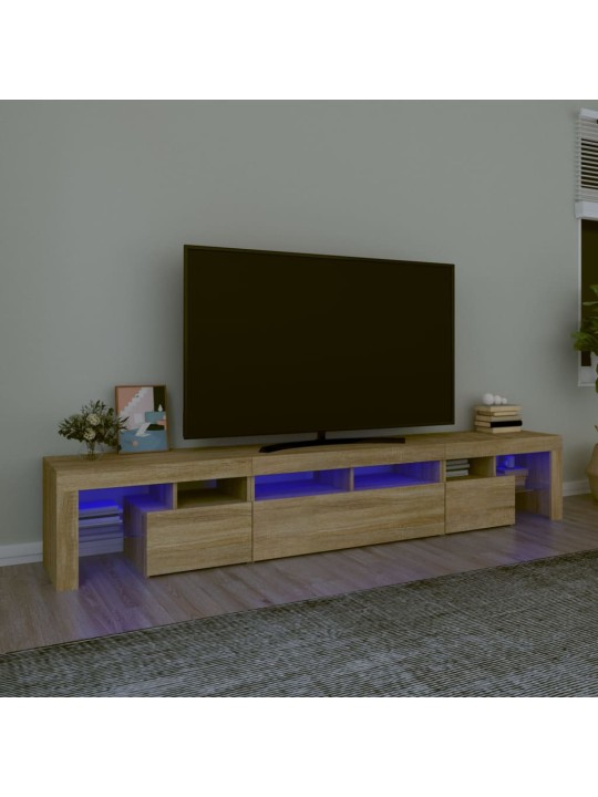 Televizoriaus spintelė su LED apšvietimu, ąžuolo, 230x36,5x40cm