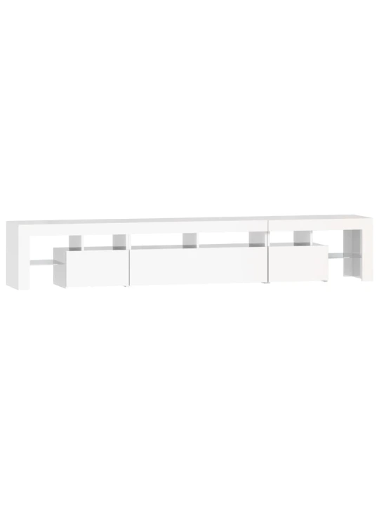 TV spintelė su LED apšvietimu, balta, 230x36,5x40cm, blizgi