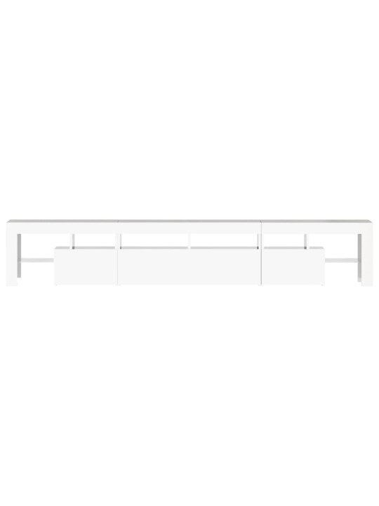 TV spintelė su LED apšvietimu, balta, 230x36,5x40cm, blizgi