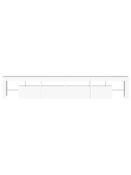 TV spintelė su LED apšvietimu, balta, 230x36,5x40cm, blizgi