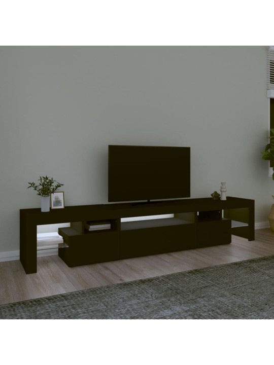 Televizoriaus spintelė su LED apšvietimu, juoda, 215x36,5x40cm