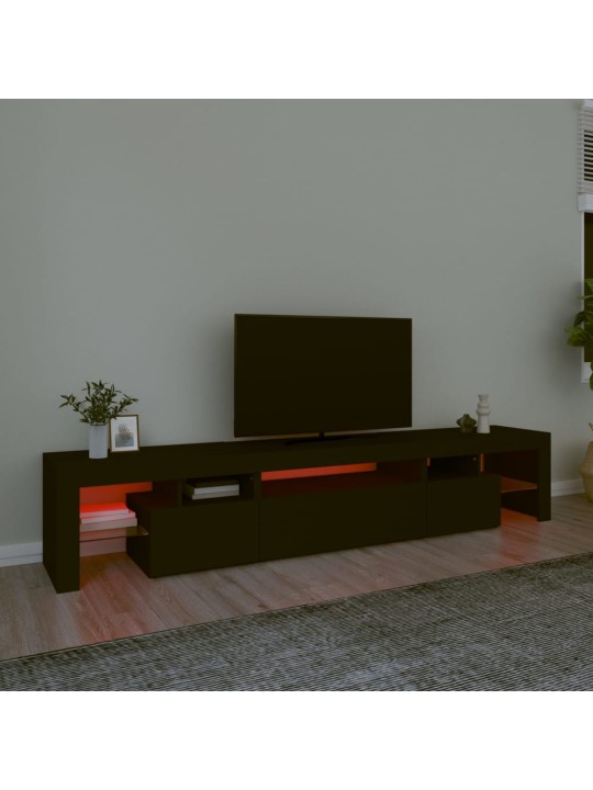 Televizoriaus spintelė su LED apšvietimu, juoda, 215x36,5x40cm