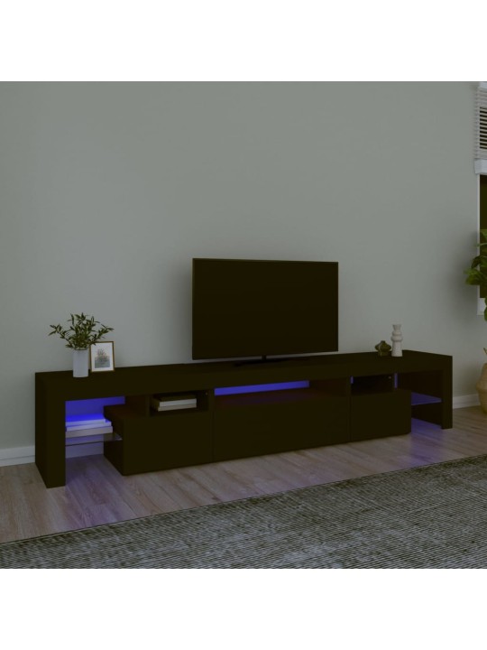 Televizoriaus spintelė su LED apšvietimu, juoda, 215x36,5x40cm