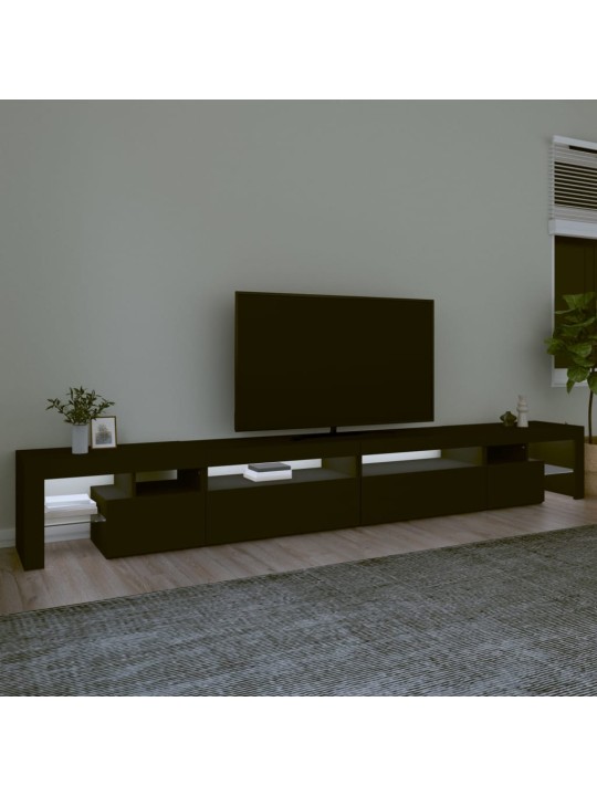 Televizoriaus spintelė su LED apšvietimu, juoda, 290x36,5x40cm