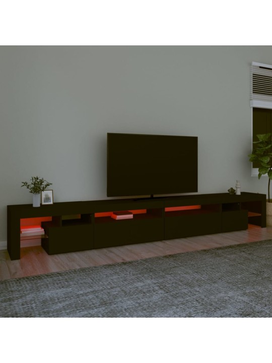 Televizoriaus spintelė su LED apšvietimu, juoda, 290x36,5x40cm