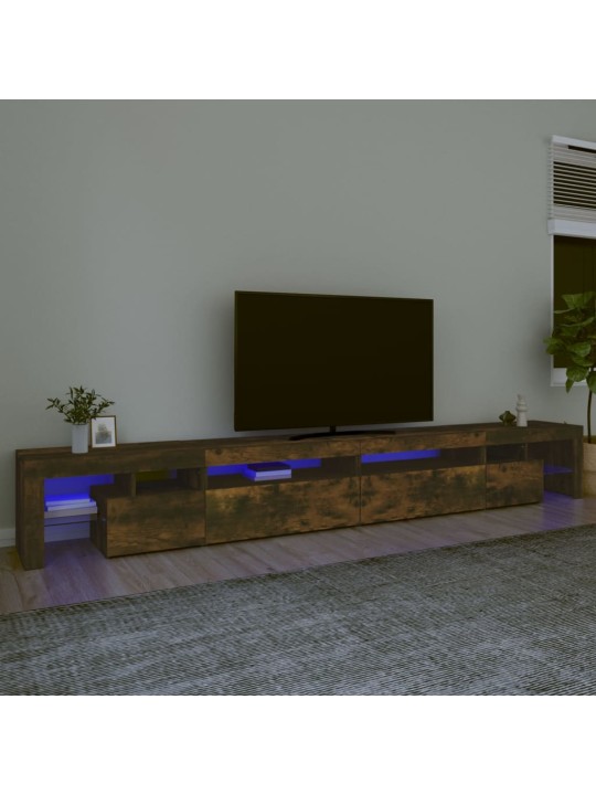 Televizoriaus spintelė su LED, dūminio ąžuolo, 290x36,5x40cm