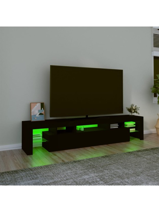 Televizoriaus spintelė su LED apšvietimu, juoda, 200x36,5x40cm