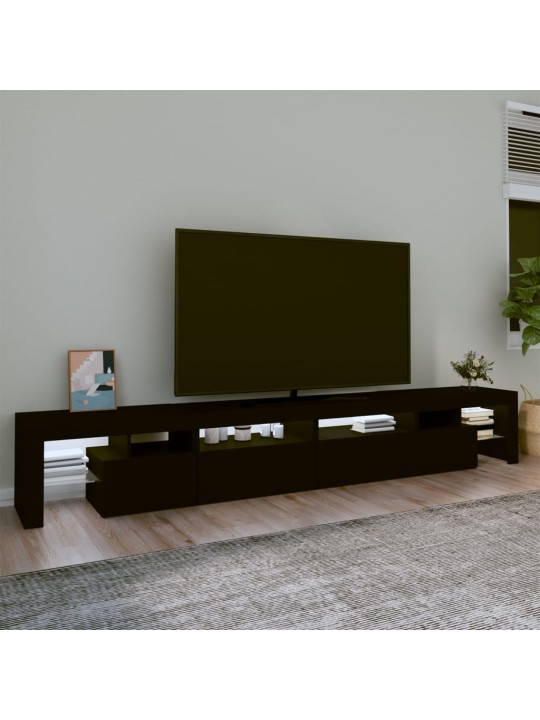 Televizoriaus spintelė su LED apšvietimu, juoda, 260x36,5x40cm