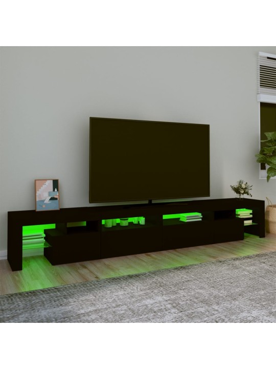 Televizoriaus spintelė su LED apšvietimu, juoda, 260x36,5x40cm
