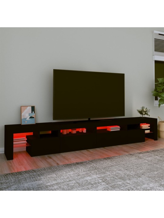 Televizoriaus spintelė su LED apšvietimu, juoda, 260x36,5x40cm